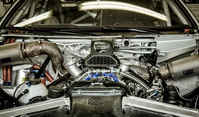 Zelfklevend Fotobehang Racing car engine engine full frame © fabioderby