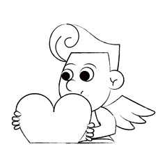 Cupid holding heart sketch