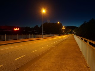 Cityscape. empty road at night