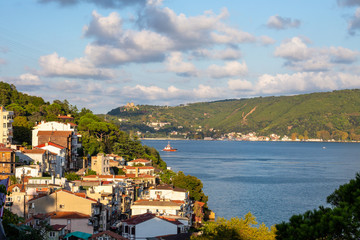 Fototapeta na wymiar Landscape view from Sariyer. Sariyer is a district of Istanbul, at the end of the Bosphorus strait to the north in the European side of the city.