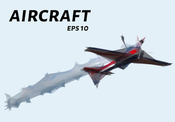 The Aircraft of the triangles. Aircraft low poly. Vector illustration.