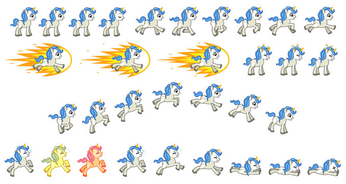 White Unicorn Game Sprites