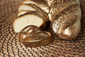 Cutted slices of golden bread