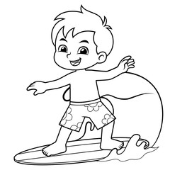 Boy Surfing With His Surfboard BW