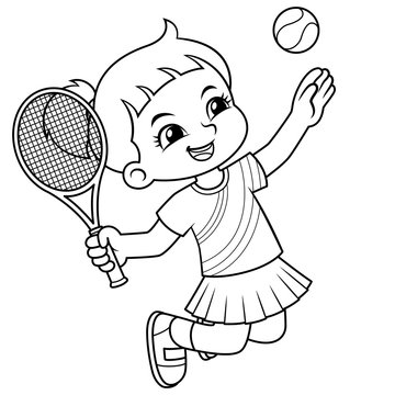 Tennis Girl Jump Smash BW