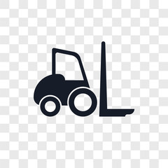 forklift icons isolated on transparent background. Modern and editable forklift icon. Simple icon vector illustration.
