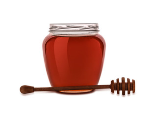 Honey in jar isolated on a white background