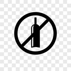 no alcohol icons isolated on transparent background. Modern and editable no alcohol icon. Simple icon vector illustration.