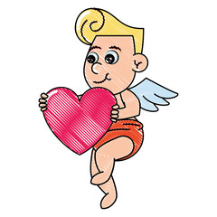 Obraz premium Cupid with heart scribble