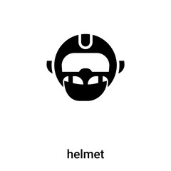 helmet icon vector isolated on white background, logo concept of helmet sign on transparent background, black filled symbol
