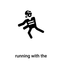 running with the ball icon vector isolated on white background, logo concept of running with the ball sign on transparent background, black filled symbol