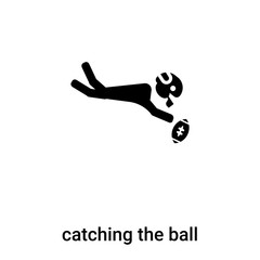 catching the ball icon vector isolated on white background, logo concept of catching the ball sign on transparent background, black filled symbol