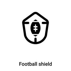 Football shield symbol icon vector isolated on white background, logo concept of Football shield symbol sign on transparent background, black filled symbol