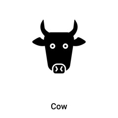 Cow icon vector isolated on white background, logo concept of Cow sign on transparent background, black filled symbol
