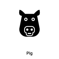 Pig icon vector isolated on white background, logo concept of Pig sign on transparent background, black filled symbol
