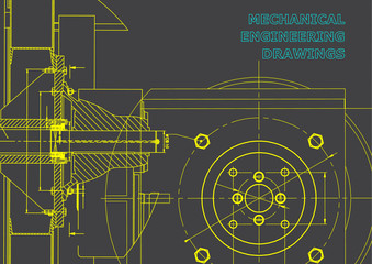 Technical illustration. Mechanical engineering. Backgrounds of engineering subjects. Technical design. Instrument making. Gray