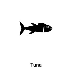 Tuna icon vector isolated on white background, logo concept of Tuna sign on transparent background, black filled symbol