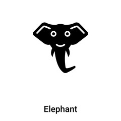 Elephant icon vector isolated on white background, logo concept of Elephant sign on transparent background, black filled symbol