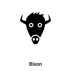 Bison icon vector isolated on white background, logo concept of Bison sign on transparent background, black filled symbol