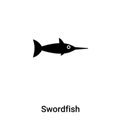 Swordfish icon vector isolated on white background, logo concept of Swordfish sign on transparent background, black filled symbol