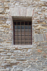 Fototapeta na wymiar antique entrance door, wood and metal and window