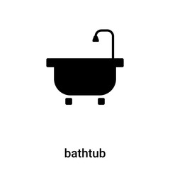 bathtub icon vector isolated on white background, logo concept of bathtub sign on transparent background, black filled symbol