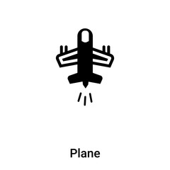 Plane icon vector isolated on white background, logo concept of Plane sign on transparent background, black filled symbol