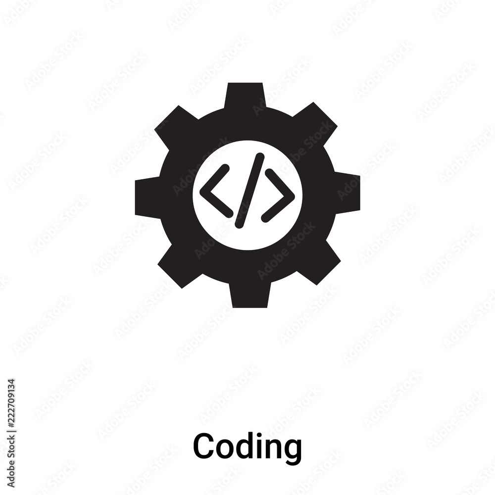 Poster coding icon vector isolated on white background, logo concept of coding sign on transparent backgrou