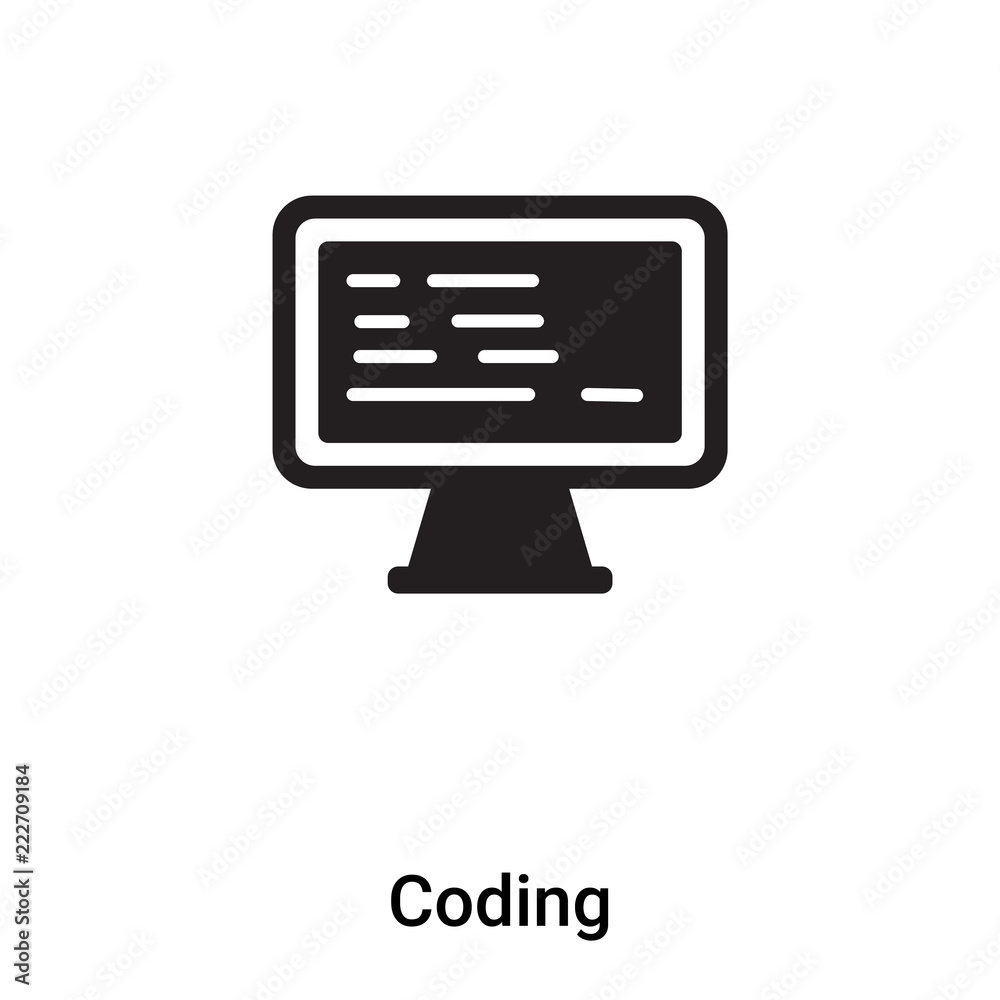 Poster coding icon vector isolated on white background, logo concept of coding sign on transparent backgrou