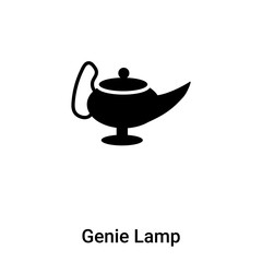 Genie Lamp icon vector isolated on white background, logo concept of Genie Lamp sign on transparent background, black filled symbol