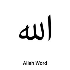 Allah Word icon vector isolated on white background, logo concept of Allah Word sign on transparent background, black filled symbol