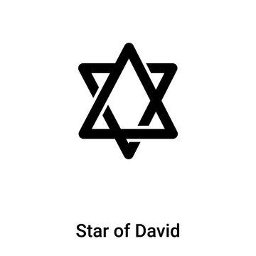Star of David icon vector isolated on white background, logo concept of Star of David sign on transparent background, black filled symbol