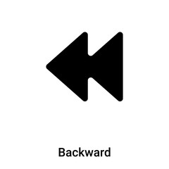 Backward icon vector isolated on white background, logo concept of Backward sign on transparent background, black filled symbol