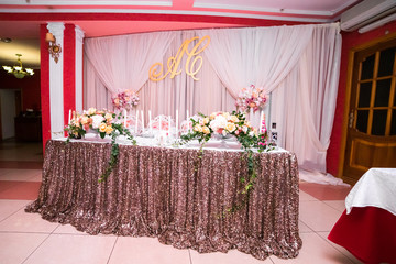 decoration of a wedding banquet in a restaurant