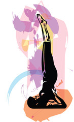 Obraz na płótnie Canvas Woman doing yoga, abstract lines drawing