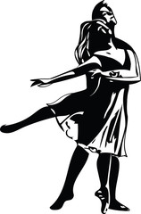 Dancing Couple, abstract lines drawing