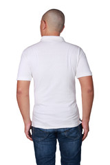 Fototapeta premium Man Wearing White Shirt Standing Rear View