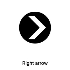 Right arrow icon vector isolated on white background, logo concept of Right arrow sign on transparent background, black filled symbol