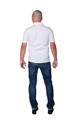 Fototapeta premium Man Wearing White Shirt Standing Rear View