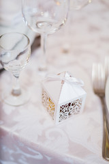 Wedding bonbonniere in beautiful white packing