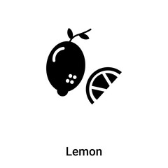 Lemon icon vector isolated on white background, logo concept of Lemon sign on transparent background, black filled symbol