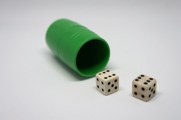 Colorful cups with dice