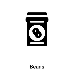 Beans icon vector isolated on white background, logo concept of Beans sign on transparent background, black filled symbol