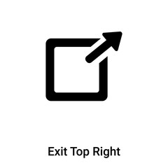 Exit Top Right icon vector isolated on white background, logo concept of Exit Top Right sign on transparent background, black filled symbol
