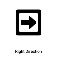 Right Direction icon vector isolated on white background, logo concept of Right Direction sign on transparent background, black filled symbol