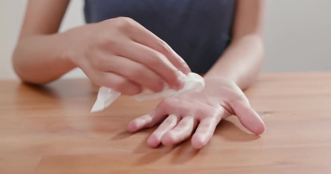 Woman suffer from hand perspiration