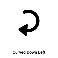 Fototapeta premium Curved Down Left Arrow icon vector isolated on white background, logo concept of Curved Down Left Arrow sign on transparent background, black filled symbol