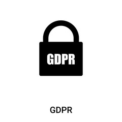 GDPR icon vector isolated on white background, logo concept of GDPR sign on transparent background, black filled symbol