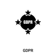 GDPR icon vector isolated on white background, logo concept of GDPR sign on transparent background, black filled symbol