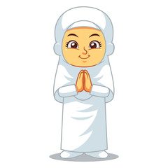 Moslem Girl Hajj Greeting